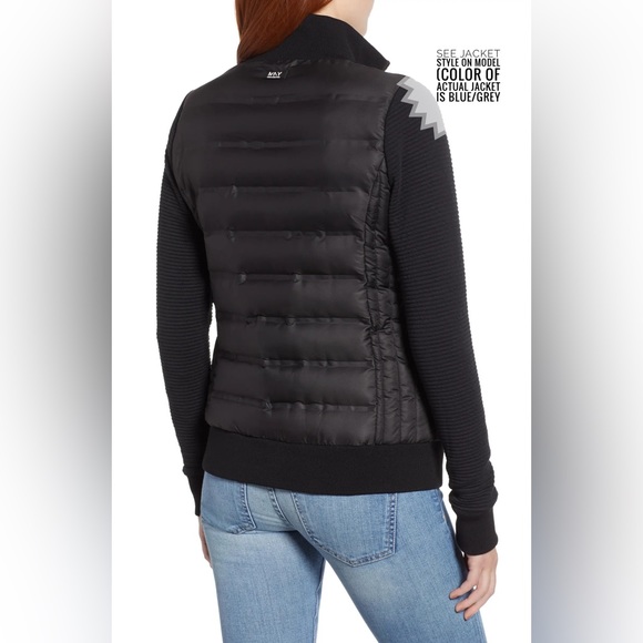 Marc New York Blue/Grey Puffer Mixed Media Jacket with Knit Sleeves 🧥 - Picture 12 of 15